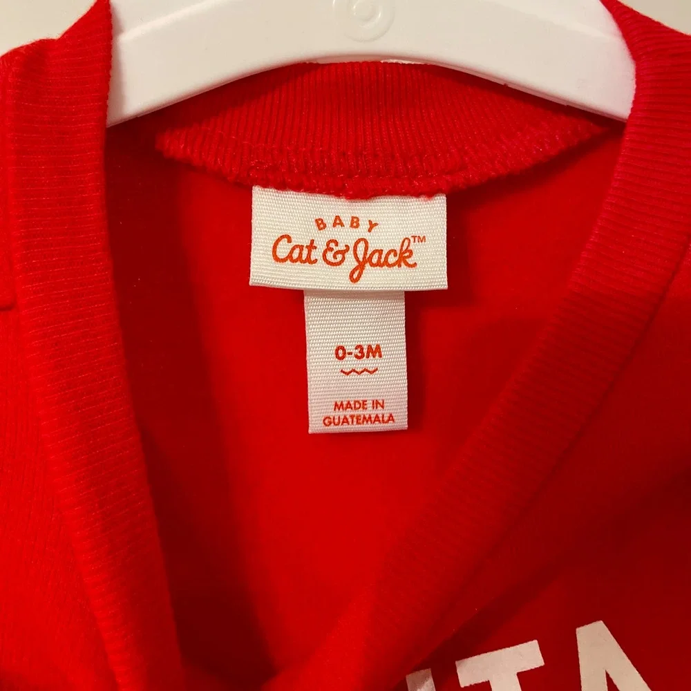 Cat & Jack‎ Baby Red Santa Baby Sweatshirt Pants Set 0 3M Christmas Holidays